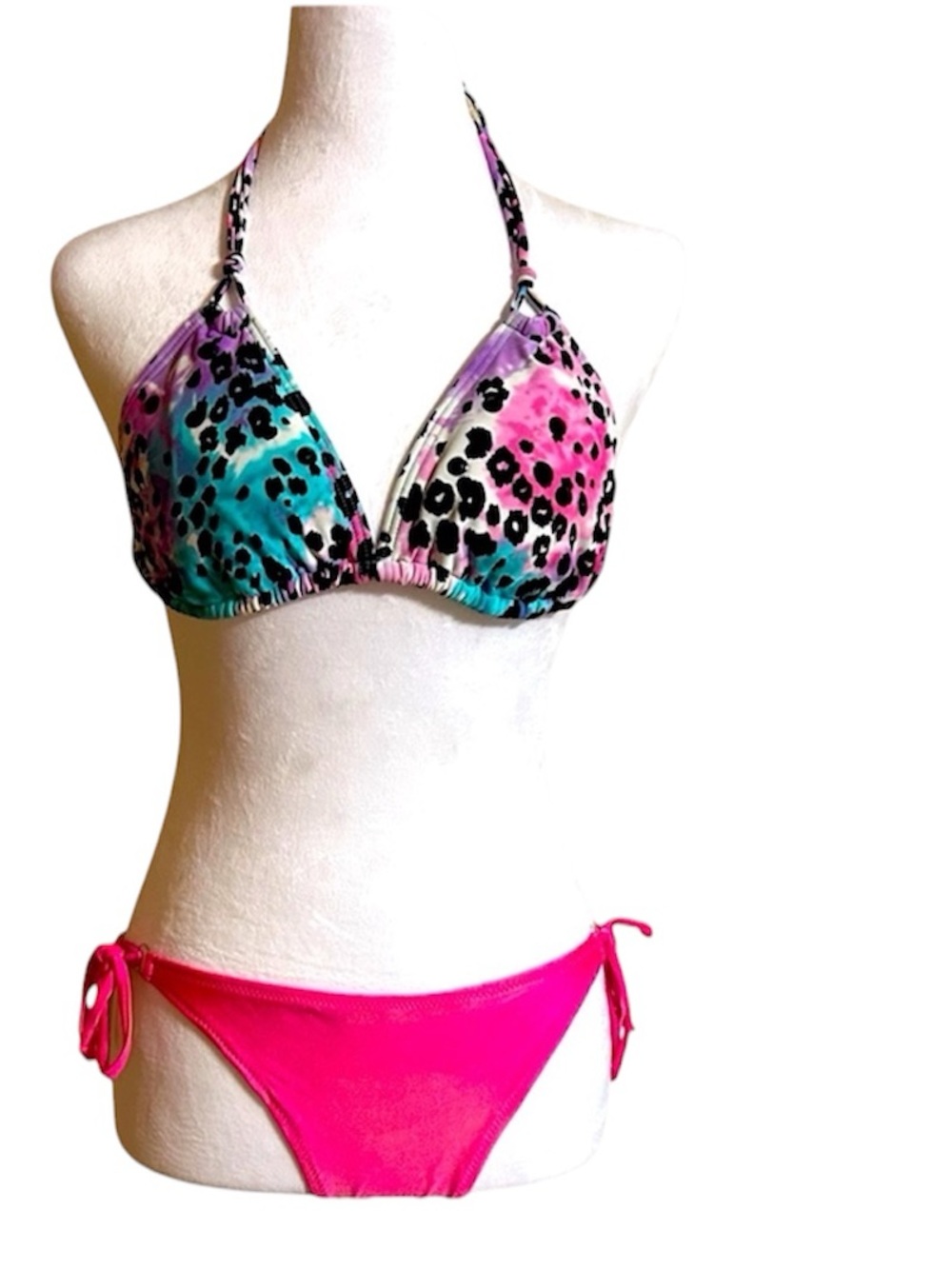 Multicolor Leopard Print Bikini Set
